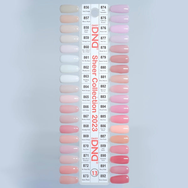 DND Duo Gel Polish - Swatch #13 - Sheer Collection - Set of 36 Colors