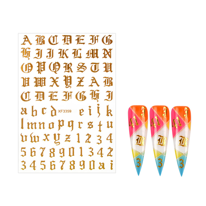 NAIL ART STICKER - Alpha Old English Letter