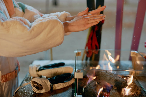 Person Warming Winter Dry Hands Over Wood Fire