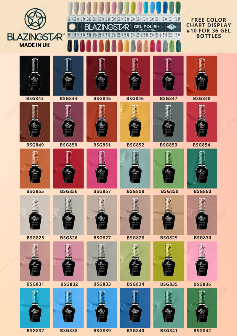 Blazing Star Gel Color Set #10 - FREE Display Color Chart #10