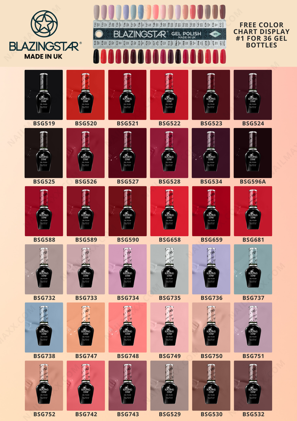 Blazing Star Gel Color Set #01 - FREE Display Color Chart #01