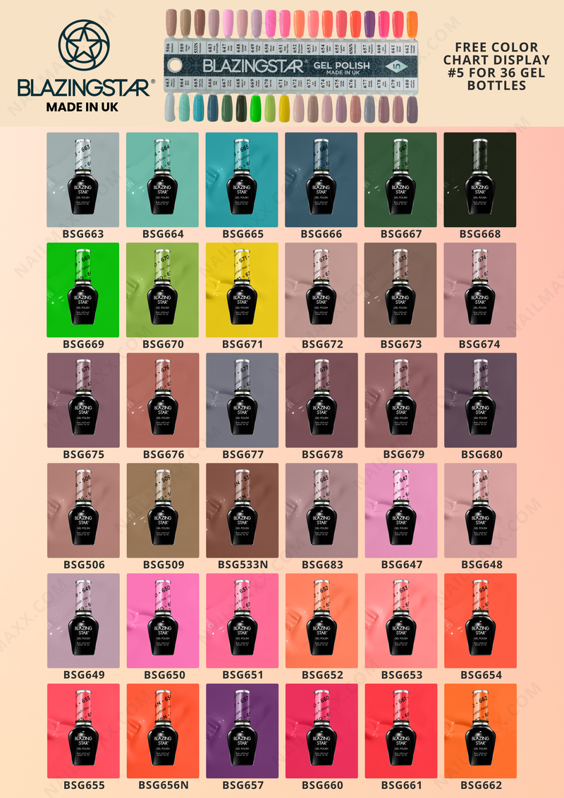 Blazing Star Gel Color Set #05 - FREE Display Color Chart #05