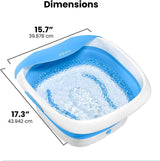 HoMedics Compact Pro Spa Collapsible Footbath with Heat Maintenance, Vibration Massage, ACU-Node Surface, Improves Circulation, Soothe Tired Muscles, Tub for Easy Storage, Blue and White