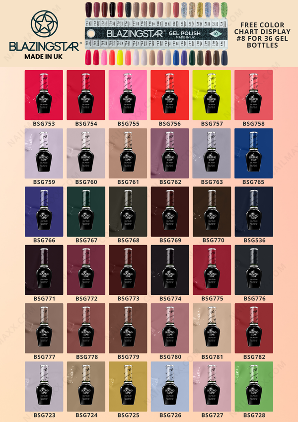 Blazing Star Gel Color Set #08 - FREE Display Color Chart #08