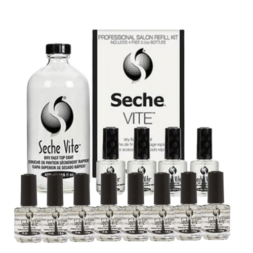 SECHE VITE PRO DRY FAST TOP COAT 16OZ REFILL & 12 0.5OZ (DEAL37)