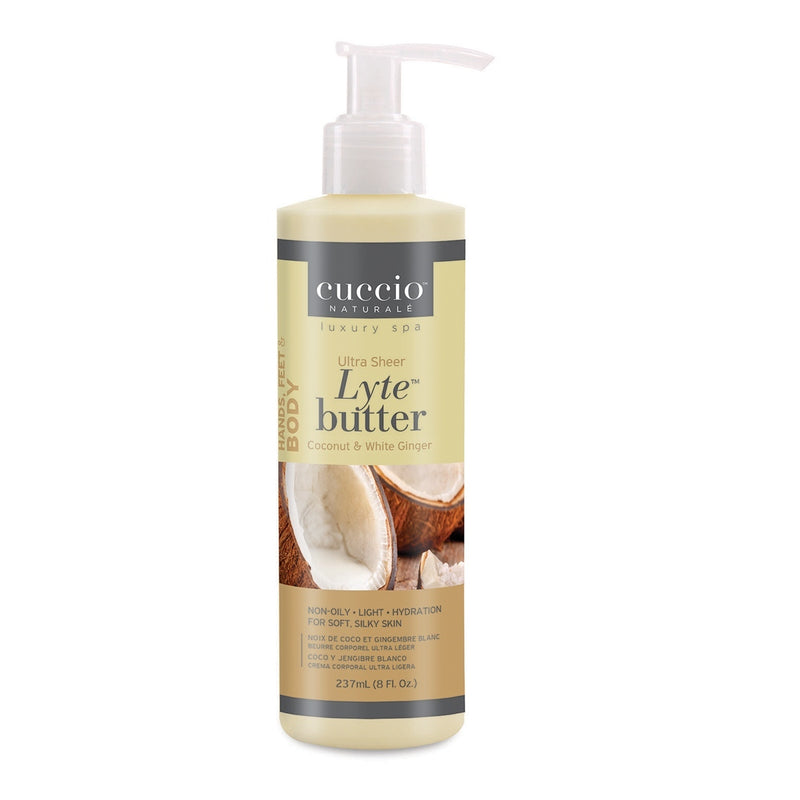 Cuccio Naturale Lyte Ultra Sheer Butter Coconut & White Ginger - 8 oz / 237 mL