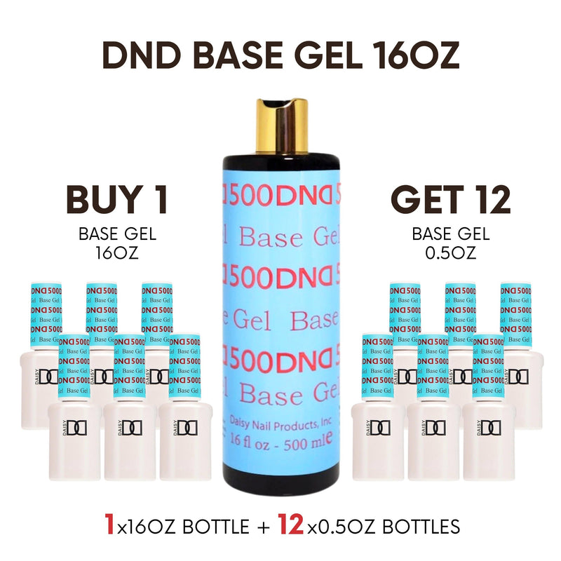 DND Gel Base Coat 16oz Refill + Free 12 Free 0.5oz Bottles