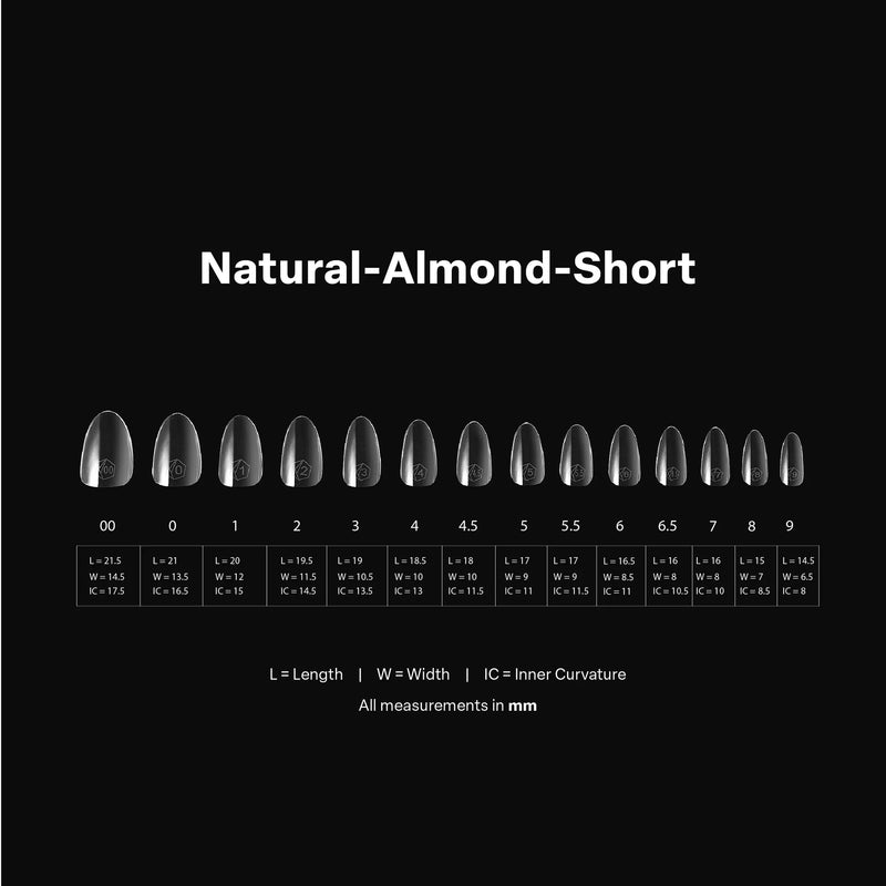 apres - Gel-X Tips - Natural Almond Short 2.0 Box of Tips 14 sizes