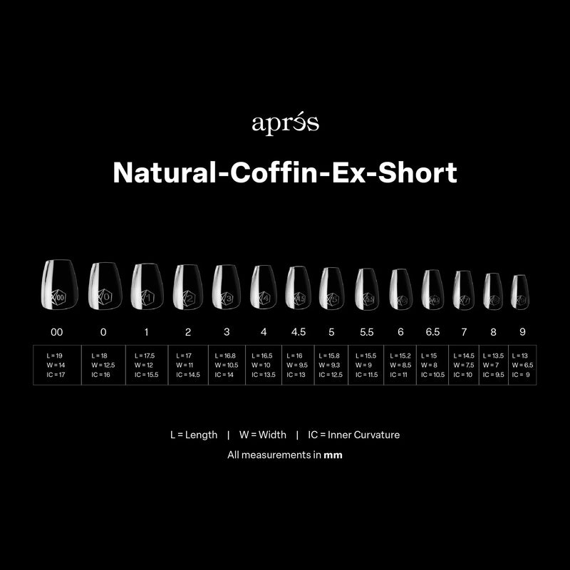 apres - Gel-X Tips - Natural Coffin Extra Short 2.0 Box of Tips 14 sizes