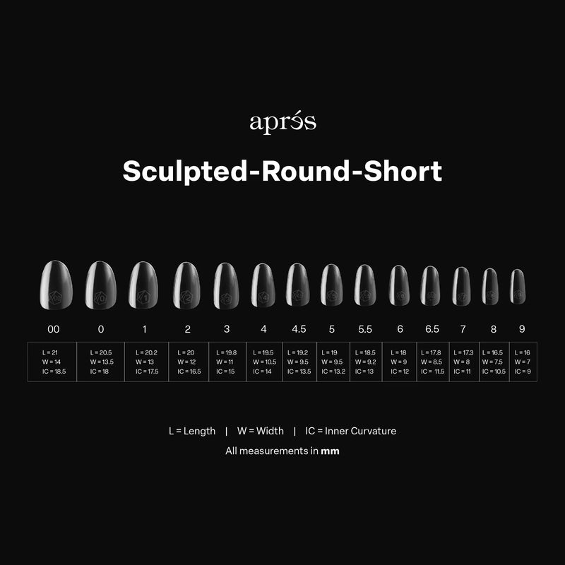 apres - Gel-X Tips - Sculpted Round Short 2.0 Box of Tips 14 sizes