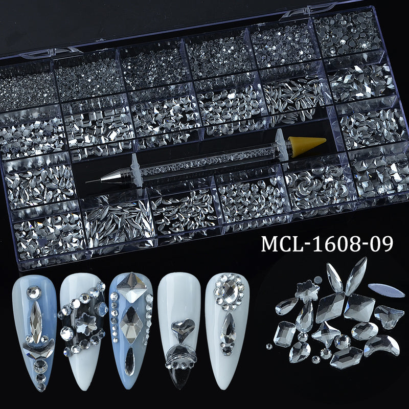 Nail Rhinestone - #MCL-1608-09  (1000pcs - Gray White)