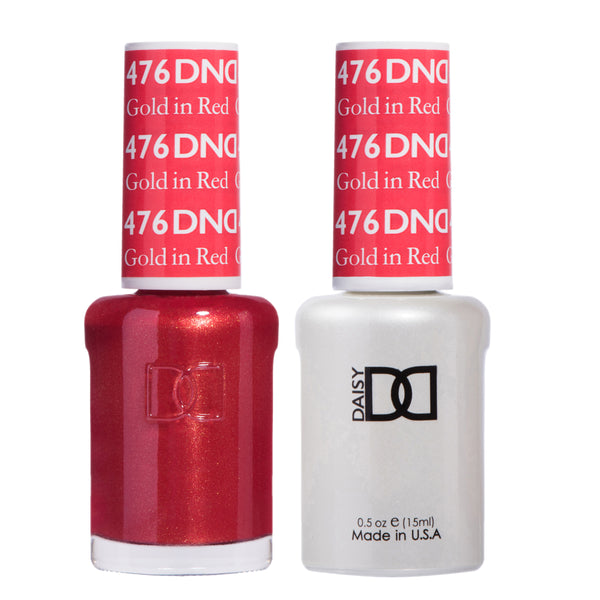 DND476 - Matching Gel & Nail Polish - Gold in Red