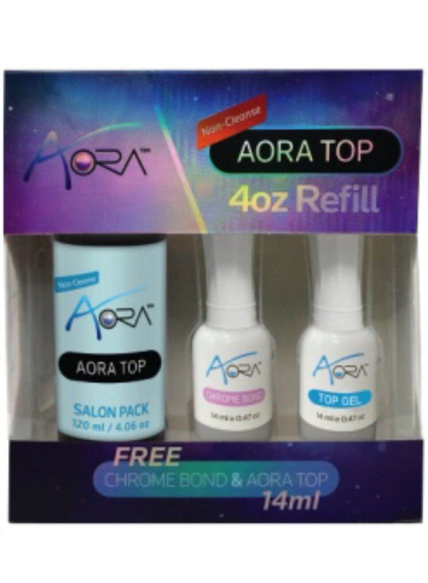 AORA GEL TOP 4 OZ (FREE CHROME BOND & TOP GEL 0.47 OZ)
