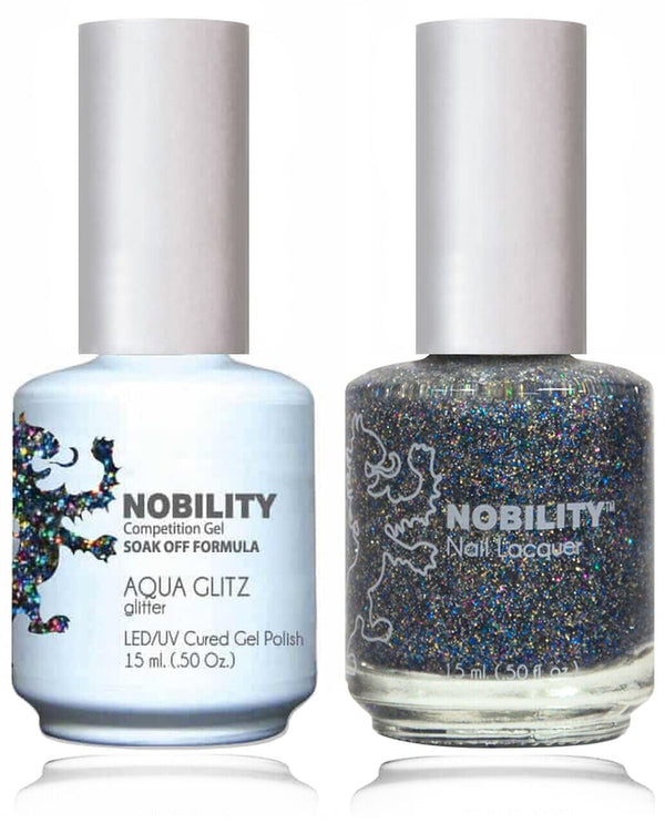 NBCS070 - NOBILITY GEL POLISH & NAIL LACQUER - AQUA GLITZ 0.5oz